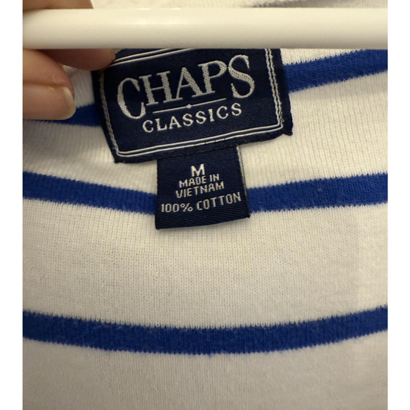 Chaps Cardigan Sweater Womens Medium Striped Short Sleeve Pockets Closet Staple - Picture 3 of 8